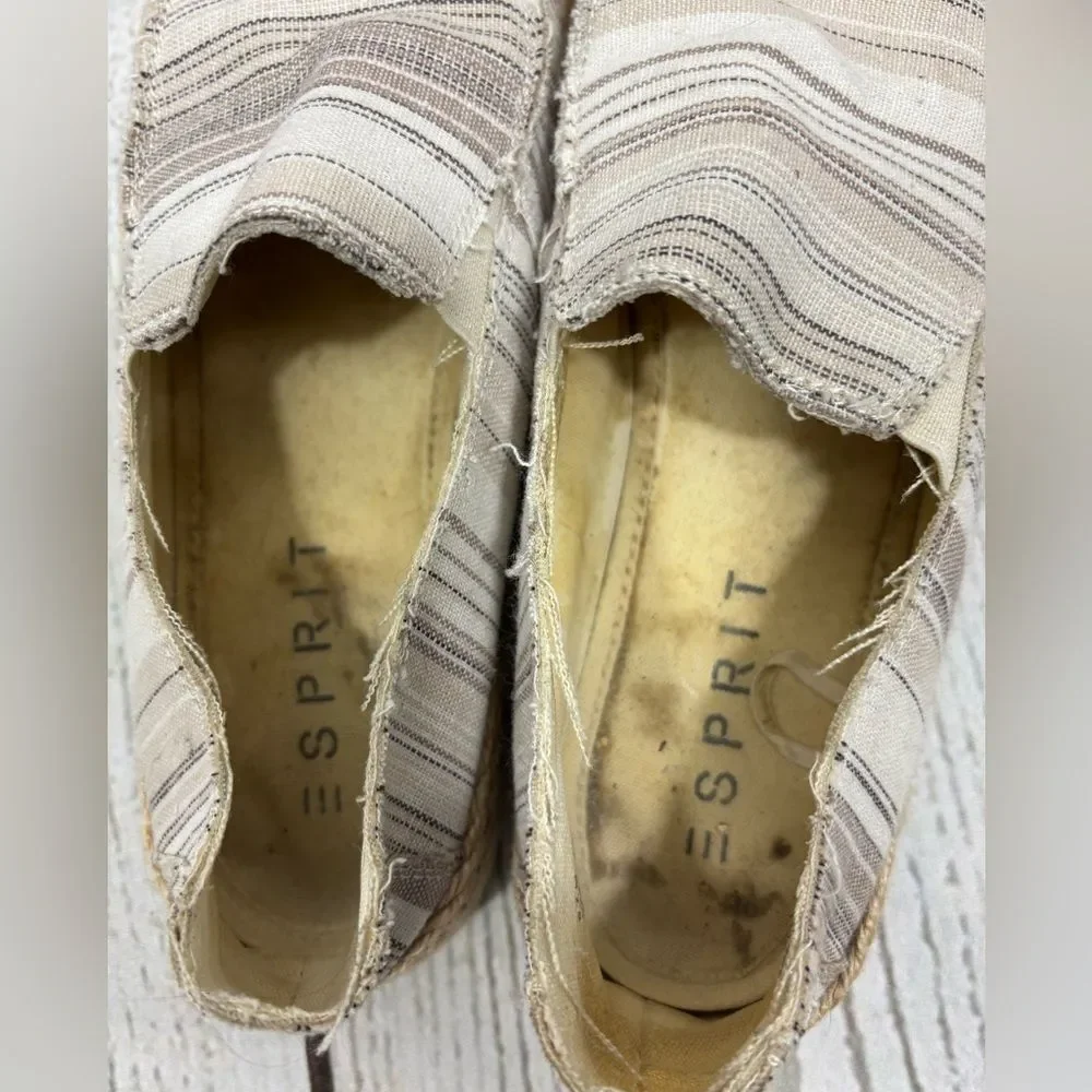 Espirit Women's Noella Espadrille Slip On Taupe Canvas Flats Size 6.5